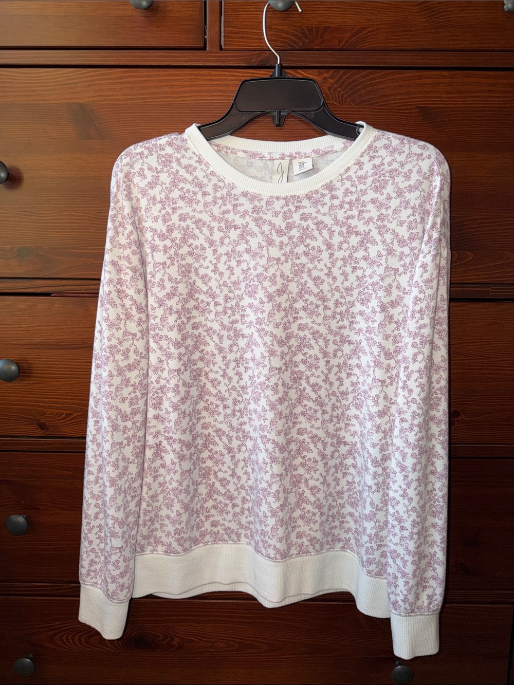Joie White Orchid Pink Floral Crewneck Sweater Knit Top Size Medium